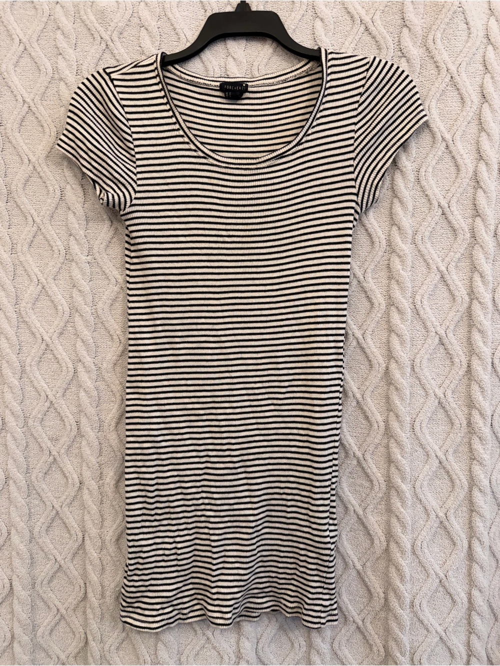 Forever 21 Black & White Striped Short Sleeve Mini Dress